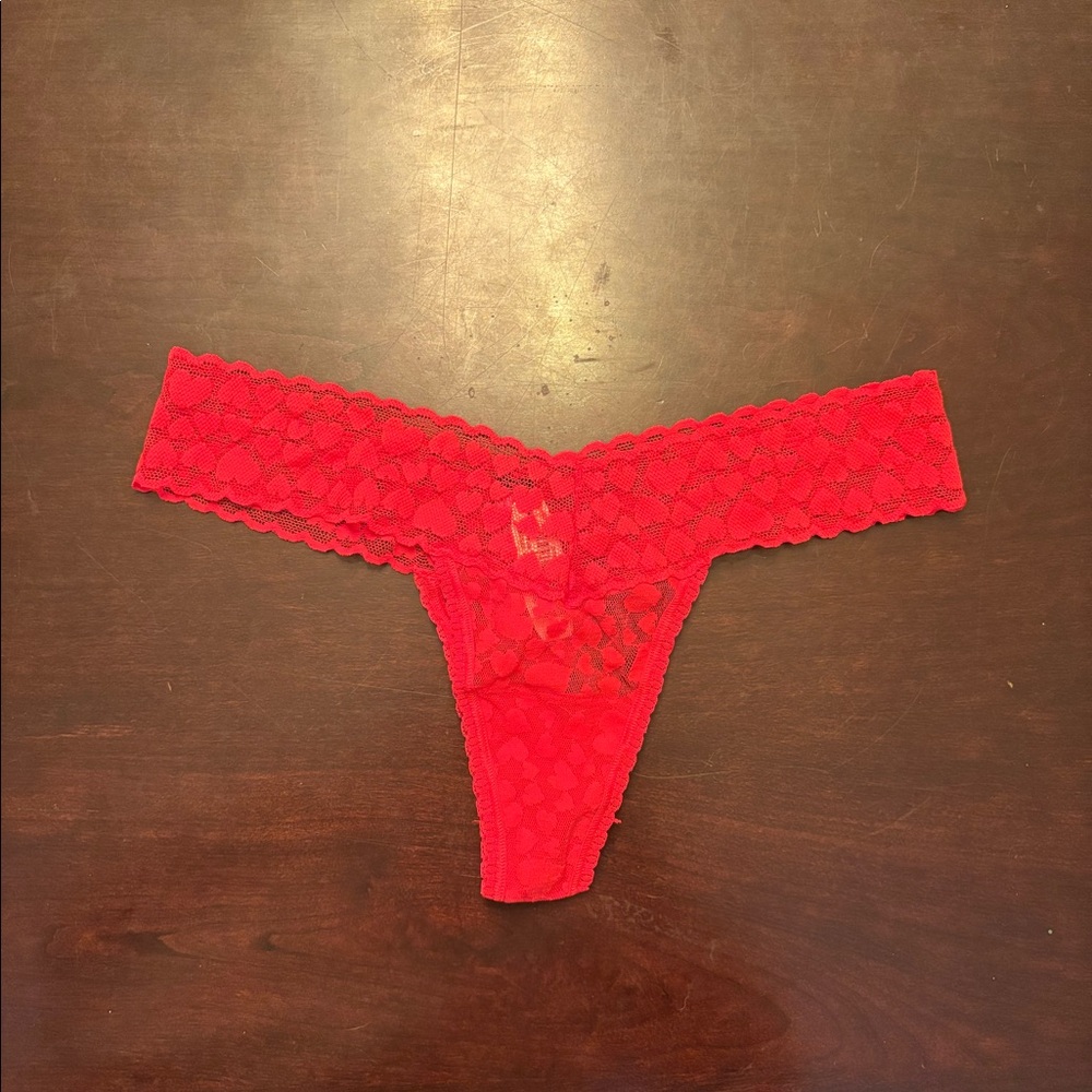 Victoria's Secret red heart lace thong panties underwear